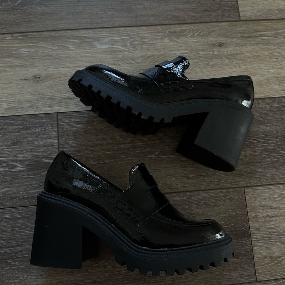 chunky platform patent leather loafer